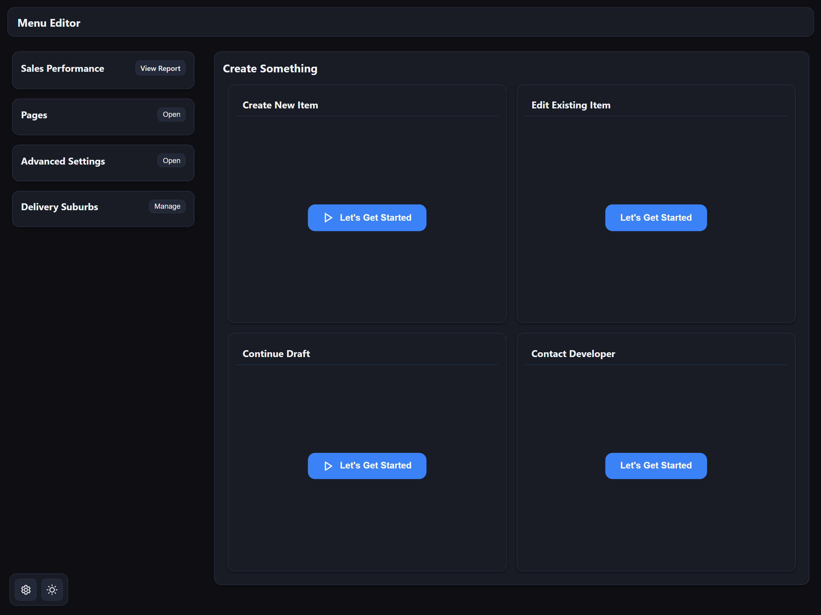 Admin panel, dark