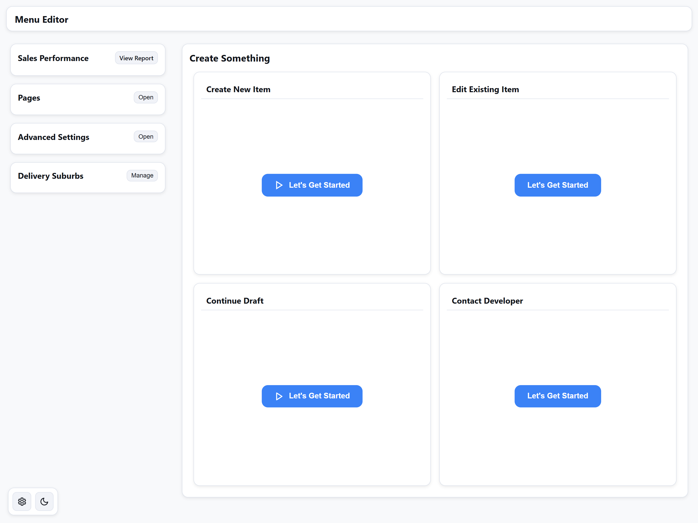Admin panel, light