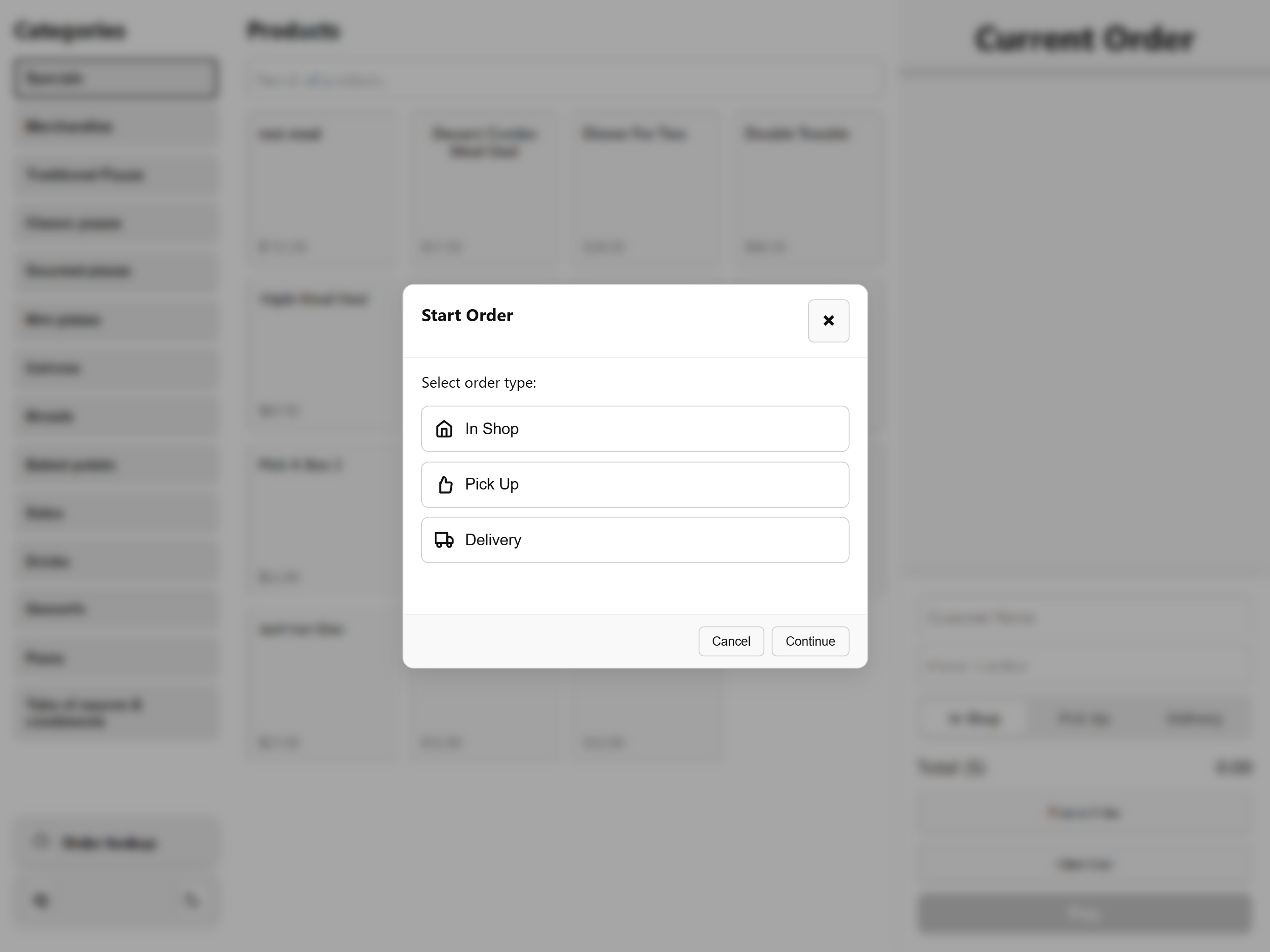 Cashier — start order, light